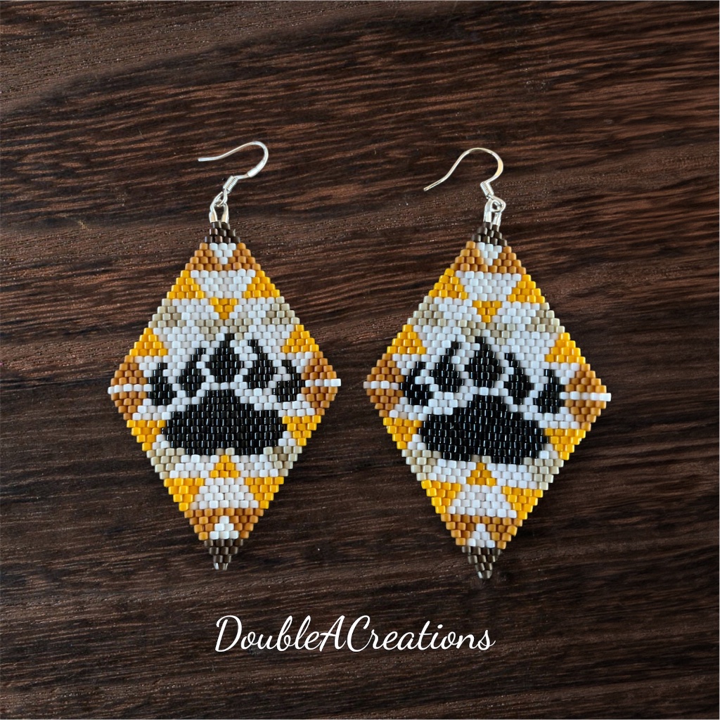 Southwest Sunrise Bear Paw Beaded Earrings, New, Handmade By Me